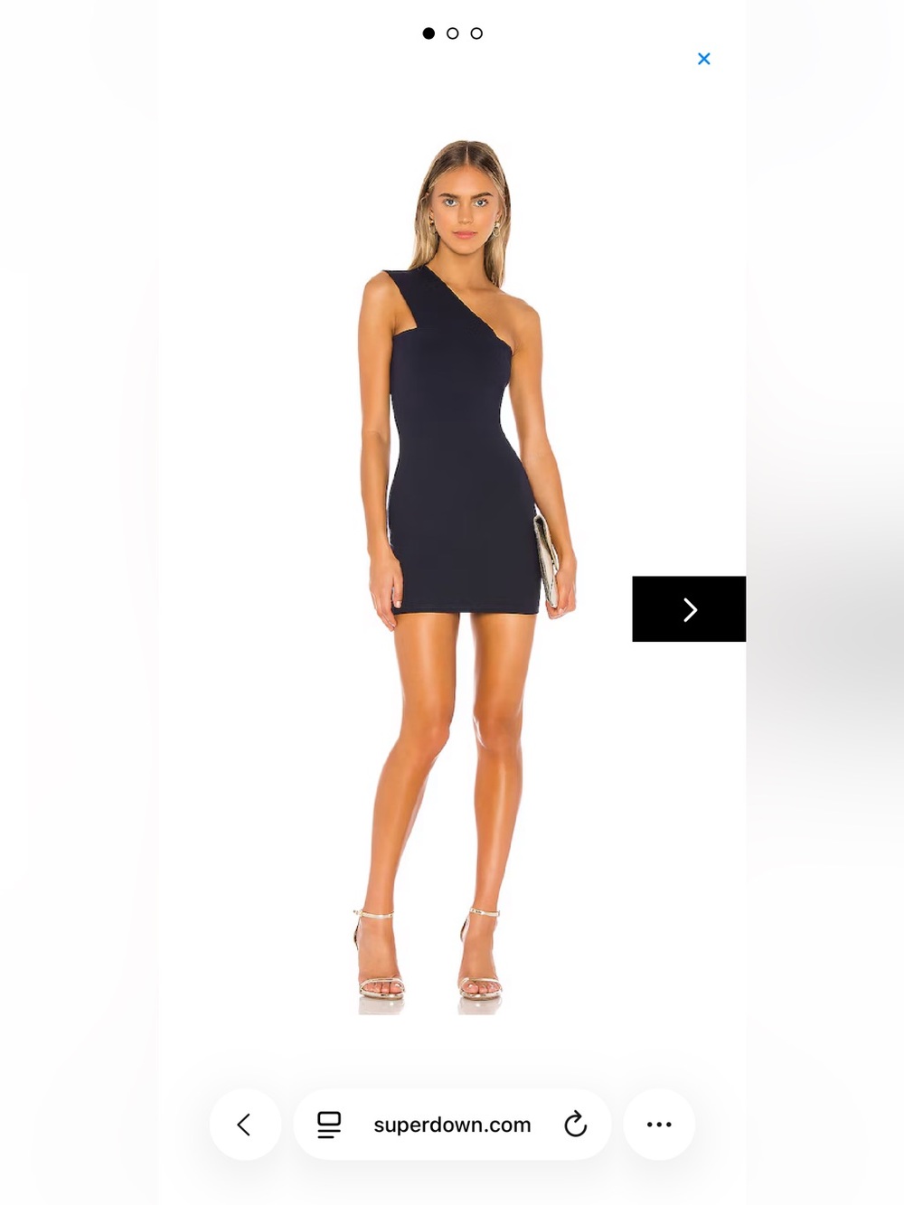 Superdown Asymmetrical One-Shoulder Navy Blue Bodycon Mini Dress | Size Small - Picture 2 of 10